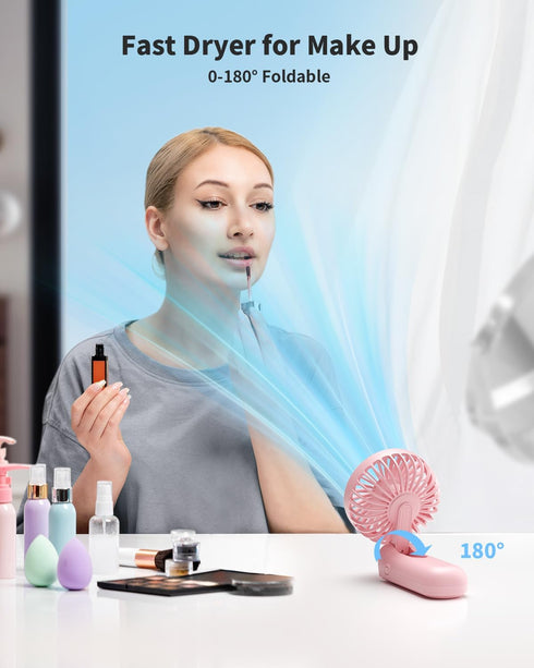Handheld Fan, Foldable Portable Fan with LED Display, 3000mAh Battery Operated Mini Hand Held Fan, Handheld/Neck/Desk 3 in 1 Personal Small Fan fo...