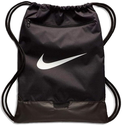 Nike Brasilia Training Gymsack, Drawstring Backpack with Zipper Pocket and Reinforced Bottom, Black/Black/White...