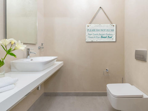 CAKIROTS Bathroom Door Sign-Please Do Not Flush Paper Towels Sanitary Products Tissues Wipes Warning Notice for Septic Tank Toilet 10x6 inch Warni...
