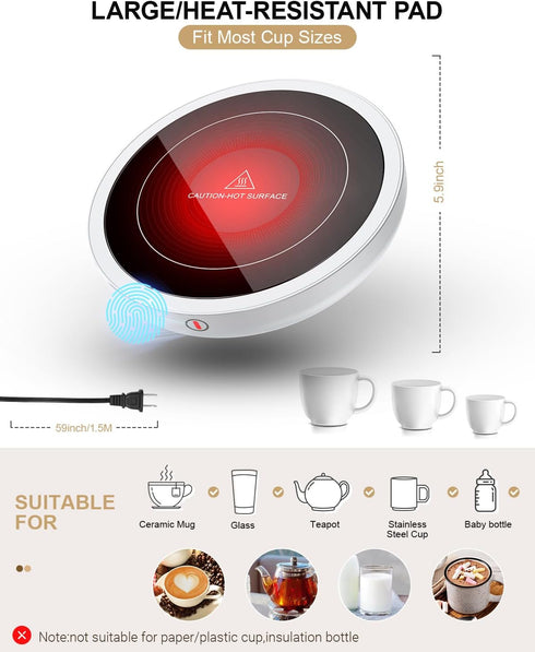 Coffee Mug Warmer, 50W Coffee Cup Warmer with 3 Temperature Settings (105?-180?) and 4 Hours Auto Shutt-Off Function for Office Home Desk Use, for...