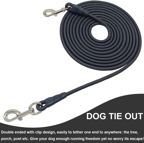 Tie Out Rope Dog Leash, 8-10-13-15-20-25-30-35-40-45-50FT Heavy Duty Nylon Check Cord for Medium Large Dogs Indoor/Outdoor Playing Camping Backyar...