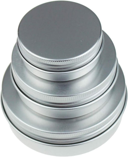 LJY 36 Pieces Round Aluminum Cans Screw Lid Metal Tins Jars Empty Slip Slide Containers, 4oz 2oz & 1oz Mixed Sizes...