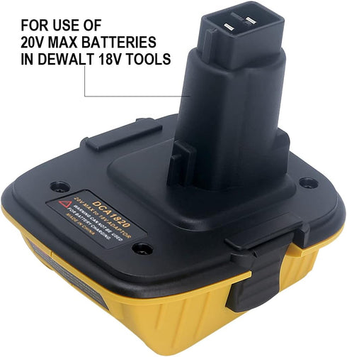 2-Packs DCA1820 18V to 20V Battery Adapter Replace for Dewalt 20V MAX Lithium Battery DCB200 DCB203 DCB204 DCB205 DCB206 for Dewalt 18Volts Tools ...