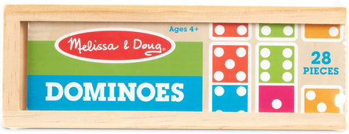 Melissa & Doug Dominoes Tabletop Game with 28 Colorful Tiles in Wooden Storage Box...