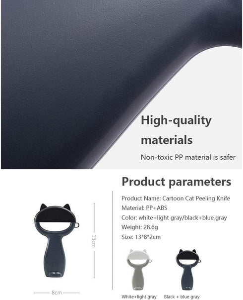 Cat Style Portable Multi-function Peeler Household Fruit Vegetable Potato Paring Knife Dust-Proof Lid Multifunction Paring Knife Kitchen Tool (Bla...