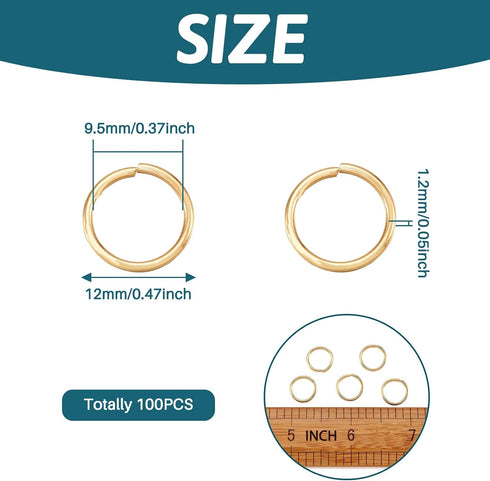 Craftdady 100pcs 12mm Gold Open Jump Rings Stainless Steel Split Rings Connectors 1.2mm Thick for DIY Jewelry Making...