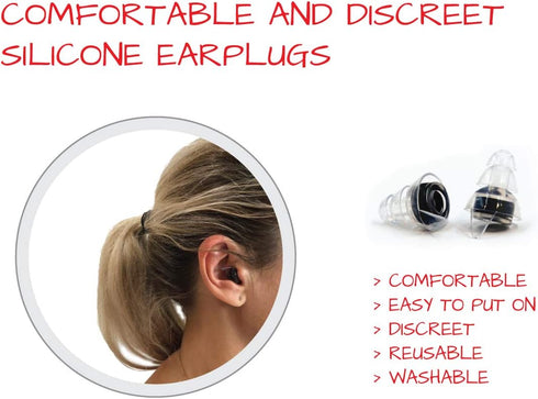 High-Fidelity Concert Earplugs Reusable Noise-Reduction Ear Plugs Set with Two Sizes Included - For Rave, Live Music, Festivals, Marching Bands, L...