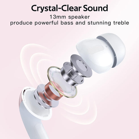 Bluetooth Headphones True Wireless Earbuds 60H Playback LED Power Display Earphones with Wireless Charging Case IPX5 Waterproof in-Ear Earbuds wit...