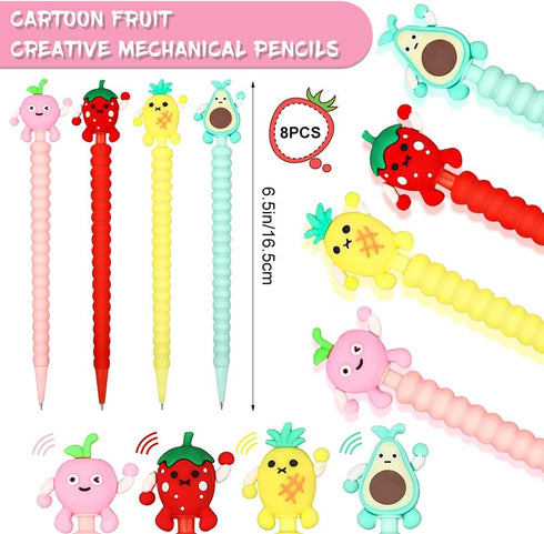 24PCS Cute Mechanical Pencil Set, 8PCS Pastel Mechanical Pencil 0.5mm with 8PCS Fruit Erasers and 8PCS Pencil Refills, Colorful Mechanical Pencils...