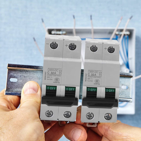 2P 250V Low-Voltage DC Miniature Circuit Breaker, DIN Rail Mount 63A Miniature Air Circuit Breaker for Solar Panels Grid System Wind and Solar Hyb...