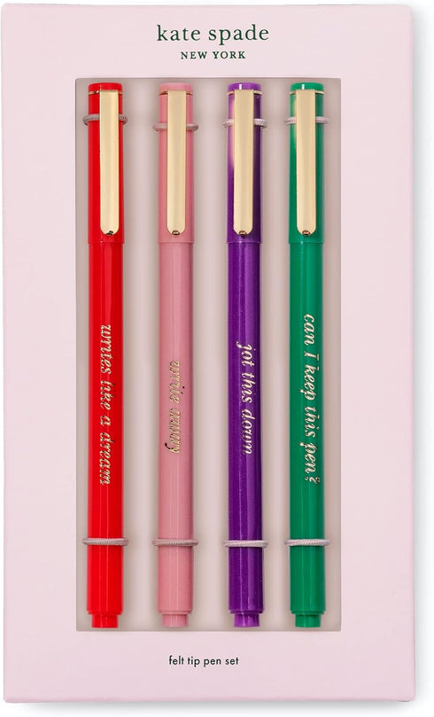 Kate Spade New York Felt Tip Pens, Black Ink Pen Set of 4, Fine Tip Pen for Note Taking, Write Away...