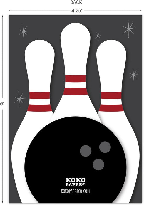 Koko Paper Co Bowling Themed Invitations. Set of 25 Fill In Style Cards for Kids Birthday Parties, Bowling Parties, or Any Occasions....