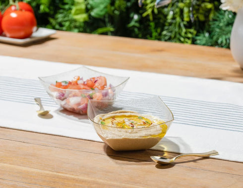 Posh Setting Square Plastic Serving Bowls, Small Gold Glitter Plastic Candy Bowls, 4 Pack Plastic Disposable Party Snack, Buffet, Chips, or Salad ...