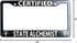 Certified State Alchemist Fullmetal Alchemist License Plate Frame, Funny Humor Stainless Steel Auto Car Tag Frame, License Plate Cover Holder, 2 H...