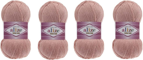 4 Skeins 55% Cotton 45% Acrylic Yarn Alize Cotton Gold Thread Crochet Hand Knitting Art Lot of 400 gr 1444 yds (161)...