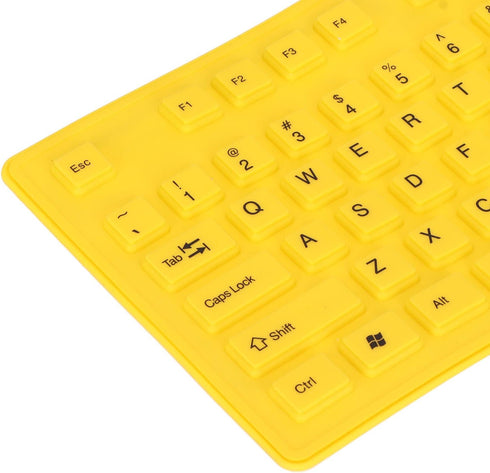 ASHATA Foldable Silicone Keyboard USB Wired Keyboard Mute Waterproof Rollup Keyboard for PC Laptop Notebook, 2 Color, 108 Keys(Yellow)...