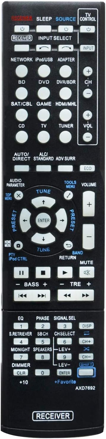 New AXD7692 Replacement Remote Control fit for Pioneer AV Receiver VSX-43 VSX-823 VSX-528 VSX-828 VSX-1023 VSX-528-K VSX-528-S VSX-828-K VSX-828-S...