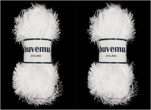Eyelash Fun Fur Yarn 100 Gram (3.53 Ounces) 175 Yards (160 Meters) (Optical White - 2 Skeins)......