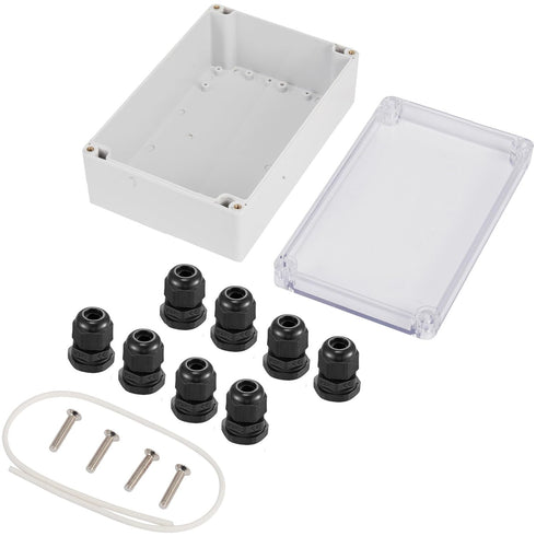 Clear Junction Box 263x182x60mm, ABS Plastic DIY Electrical Project Case with Clear Cover IP65 Waterproof Dustproof Enclosure Grey (10.4"x7.2"x2.4...