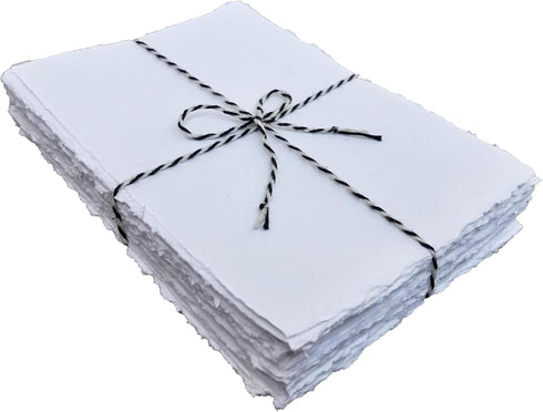 400 GSM / 25 Sheets Deckle Edge Blank Drawing Watercolor Paper, White, Mixed Media Loose Leaf Paper, Cotton Rag Handmade Paper for Artists, Invita...