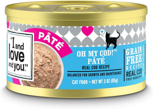 I AND LOVE AND YOU Wet Cat Food - Oh My Cod Pâté - Cod Recipe, Grain Free, Filler Free, 3oz Pack of 4 Cans...