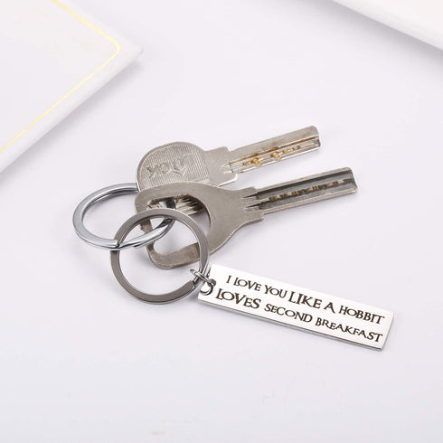 Ukodnus I Love You Like a Hobbit Loves Second Breakfast Keyring for Lord of the Rings Lover Fans Keychain Gifts Boyfriend Girlfriend Valentine's D...
