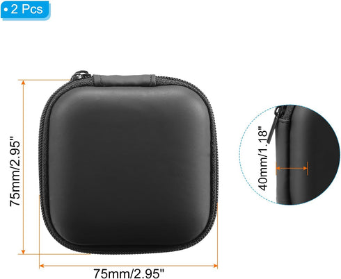 PATIKIL 2.95x2.95 Electronic Organizer Case, 2Pcs EVA Hard Waterproof Square Travel Carrying Case with Zipper for Digital Multimeter, Camera, Char...