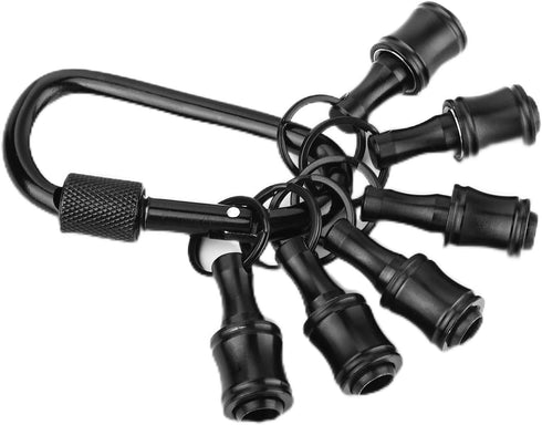 6pc Portable Bit holder Keychain, 1/4in Hex Shank Black Screwdriver Bit Clip for Impact Driver Flexible Drill Bit Extension Nut Driver W/ Carabine...