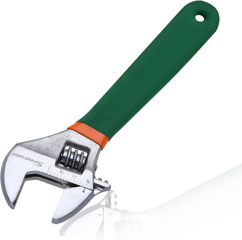 SPEEDWOX 6 Inch Adjustable Wrench Short Handle Adjustable Wrench Adjustable Black Oxide Wrench Wide Jaw Black Oxide Wrench with Laser-Etched Sae S...