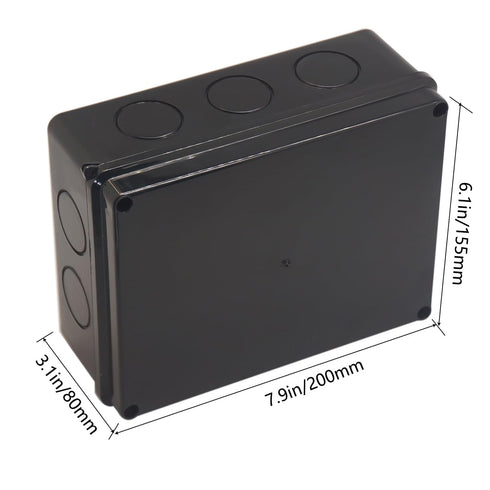 Junction Box, Reserved Holes Electrical Boxes Waterproof IP65 ABS Plastic Electrical Power Cord Enclosure Project Box Black 7.9 x 6.1 x 3.1 inch(2...