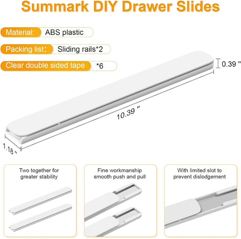 4 PCS Pull out Rail for Baskets or Bins.Storage and Organization Accessories for Cabinet,Shelves.DIY Drawer Organizers Slides...