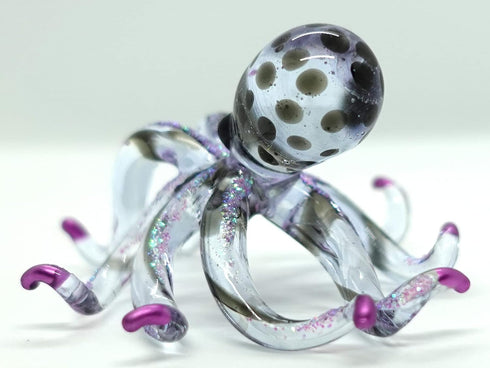 Octopus Miniature Figurines Animals Hand Blown Color Glass Art Collectible Gift Decorate 3.5" (Black Purple)...