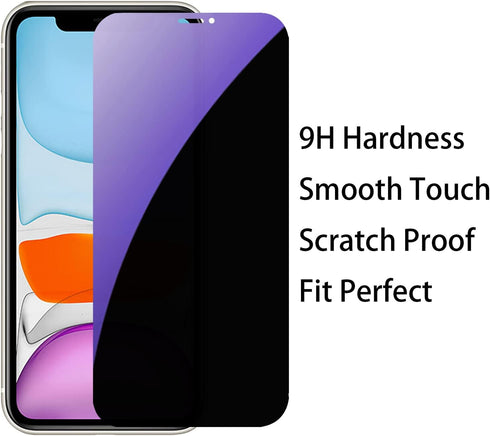 3 PCS Anti-Blue Privacy Tempered Glass Anti-Spy Screen Protector Anti-Peeping Film Suit for iPhone XR/iPhone 11, 6.1 inch 9H Hardness Anti-scratch...