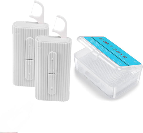 Holy Rose Portable Dental Floss Picks Dispenser 2Box,Travel Floss Storage Case with Adult Toothpicks Flosser Sticks 80 Count,Portable Floss Case f...
