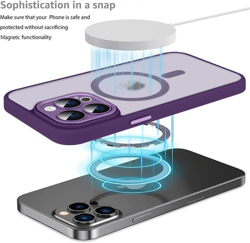 Fiyart Designed for iPhone 15 Pro Max Case Matte Design Compatible with MagSafe Wireless Charging,Cute Anti-Scratch Translucent Phone Cover for Wo...