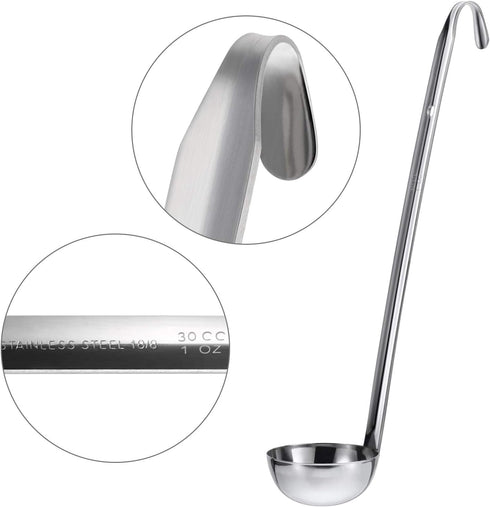 meekoo 3 Pieces Stainless Steel Ladle Soup Handle Ladle with Pouring Rim for Kitchen Cooking Soup Sauce(1 oz)...