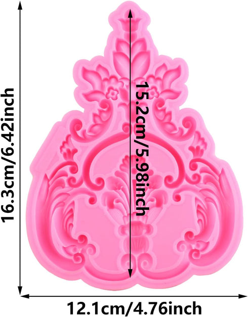 Baroque Silicone Molds Curlicues Scroll Lace Fondant Mold Scroll Relief Flower Candy Mold Filigree Mold 3D Sculpted For DIY Cake Decorating Cupcak...