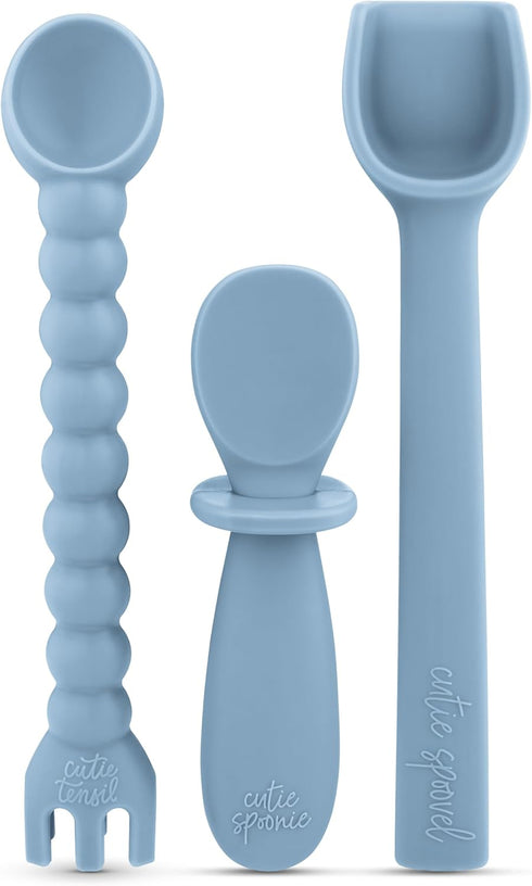Ryan & Rose Ultimate Utensil Set of 3 Silicone Baby Spoons Silicone baby feeding set for baby led weaning, baby spoons self feeding 6 months, baby...