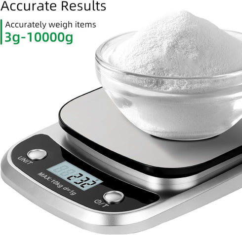 Digital Food Scale, 22 lbs/10kg Multifunction Kitchen Scale with Large Back-lit LCD Display and Tare Function for Cooking Baking Diets...