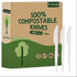 Heavy-duty 100% Compostable Utensils,165 Count 7" Large Disposable Cutlery Utensils Silverware Flatware Fork is Eco Friendly Products for Lounge P...
