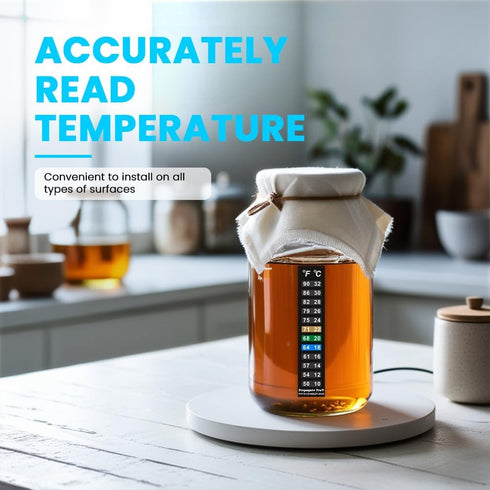 Stick On Thermometer Strip, Digital Temperature Display for Fermenting, Brewing, Wine, Beer, Kombucha or Aquariums. 50-90F (10-32C) Adhesive Stick...