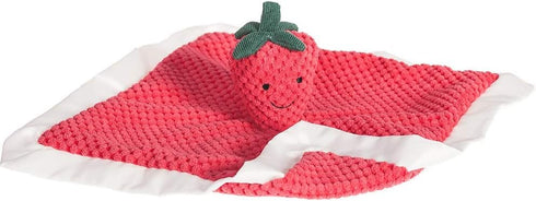 Apricot Lamb Stuffed Fruit Strawberry Security Blanket Infant Nursery Character Blanket Luxury Snuggler Plush baby lovey(Strawberry, 13 Inches)...
