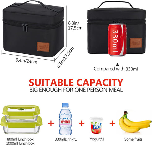 Aosbos Lunch Box Bag for Men Women Insulated Cooler Bags Thermal Bags LunchBag for Food Containers Meal Prep Organizer Adult Lunch Bags for Bento ...