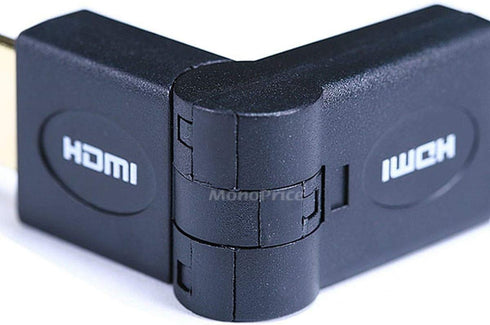Monoprice HDMI Port Saver Adapter - Male to Female, Swiveling, Up to 90 Degrees Adjustment, Gold Plated, 3 Inches, Black...