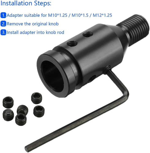 (Black) Shift knob Shifters Adapter Manual Transmission Non Threaded M12x1.25mm...