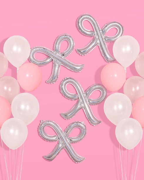 xo, Fetti Party Decorations Pink Latex + Iridescent Foil Bow Balloons - 20 pk | Bachelorette Decorations, Bow Birthday Party, Bridal Engagement De...