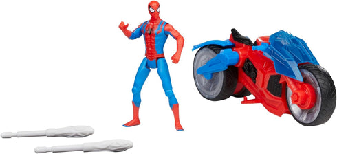 Marvel Spider-Man Web Blast Cycle, 4-Inch Action Figure with Vehicle and 2 Web Projectiles, Kids Playset for Ages 4 and Up...