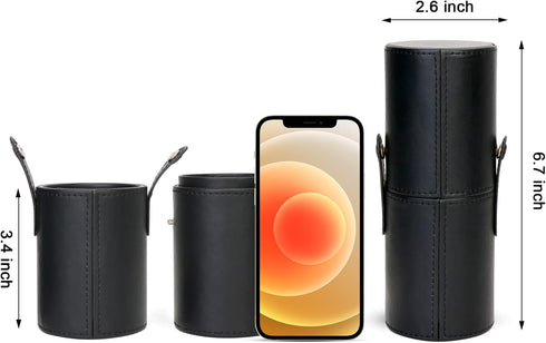 Yoseng Makeup Brush Holder with Lid,6.9" x 2.6" Organizer Travel Brushes Case Bag Cup Storage Display (Black)...