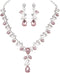 Leaf Vine Crystal Necklace Earrings Jewelry Set for Bridesmaids V-Neck Formal Evening Dress...