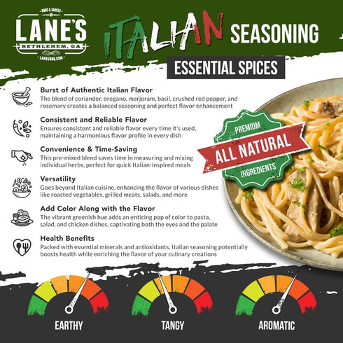 Lane's Italian Seasoning Blend Spices and Seasonings, All-Natural Italian Herbs Seasoning For Any Italian Inspired Dishes, Made in USA, 3 Oz (85g)...